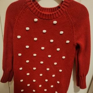 Gap red and white polka dot sweater dress- 3t